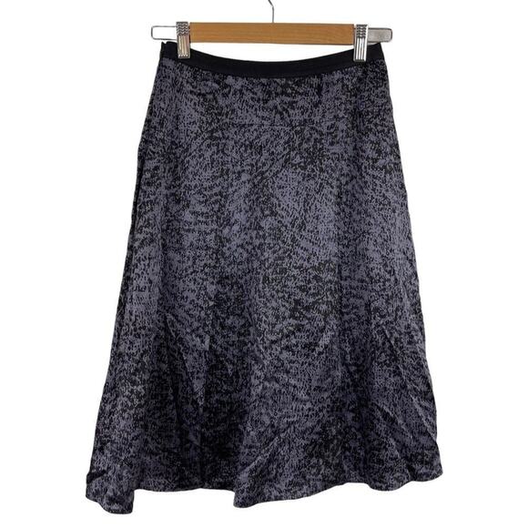 Rebecca Taylor White Noise Purple Black Snap Up Slit Silk A Line Pleat Skirt 0 - Picture 11 of 15